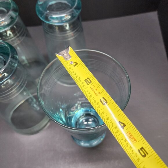 Vintage Icy Blue Etched Banded Glasses Tumbler - Set of 4 - Picture 10 of 11